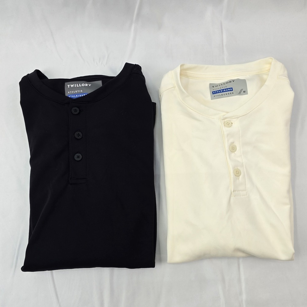 Lot Of 2 Twillory Men's Athleisure Long Sleeve Performance Henley Size M